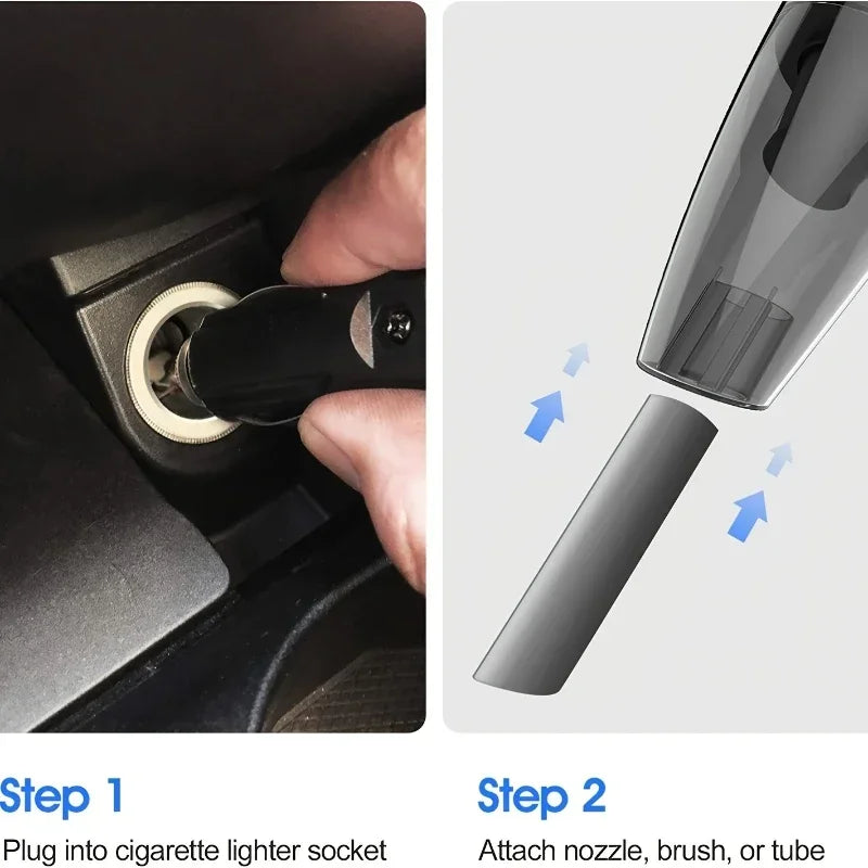 Mini Aspirador de Pó Portátil 12V para Carro com Alta Potência de Sucção