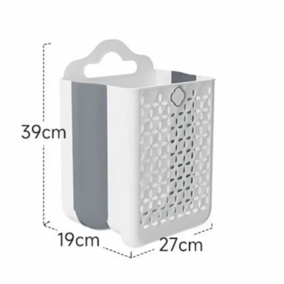 Cesto de Roupa Suja Dobrável com Fixação na Parede (Fácil Instalação)