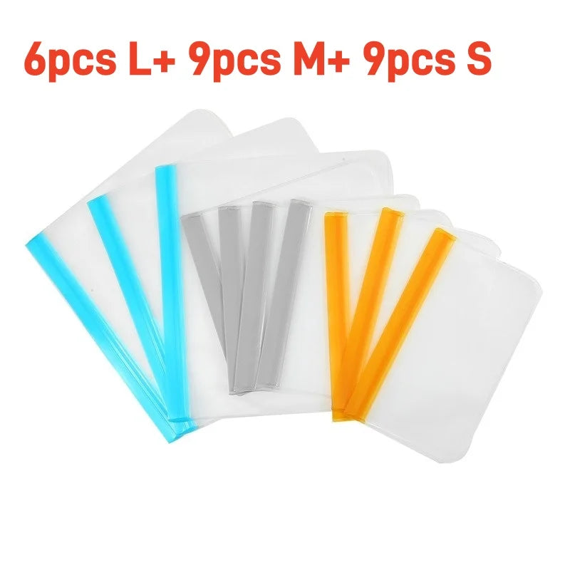 Kit Sacos de Armazenamento Reutilizáveis PEVA: (3/5/10/24 Peças)