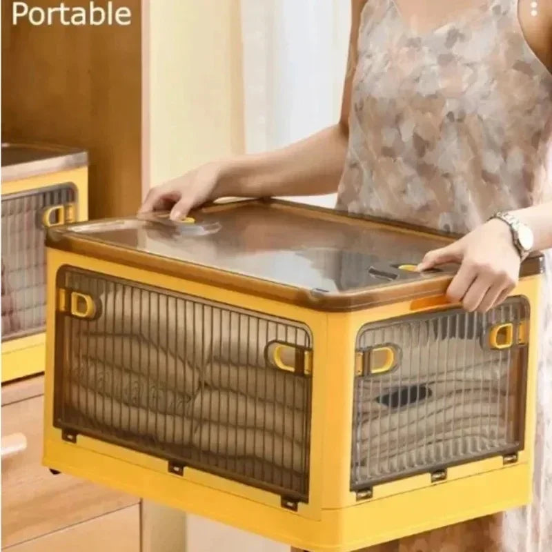 Caixa Organizadora Dobrável com Rodinhas e Tampa Transparente