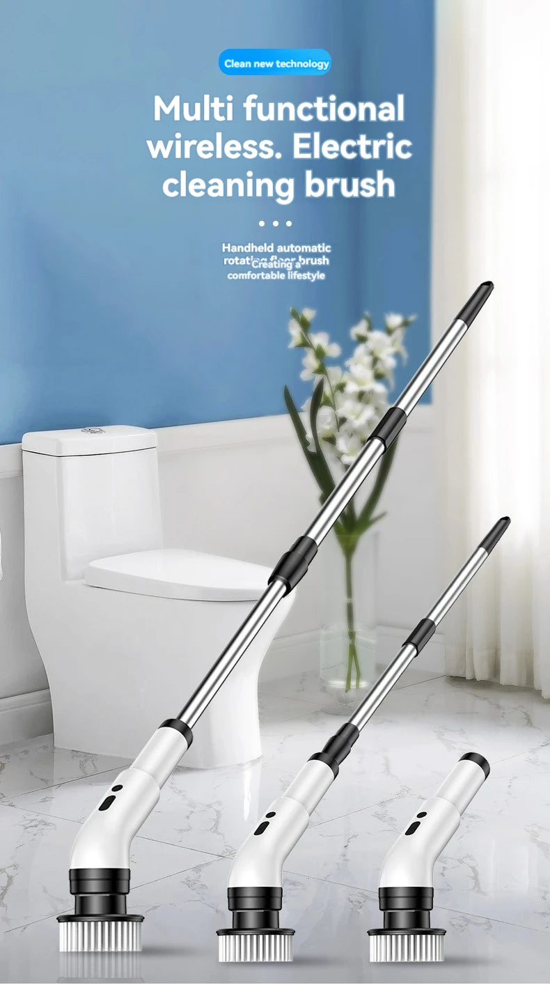 Esfregão Elétrico Giratório Recarregável com até 9 Acessórios de Limpeza