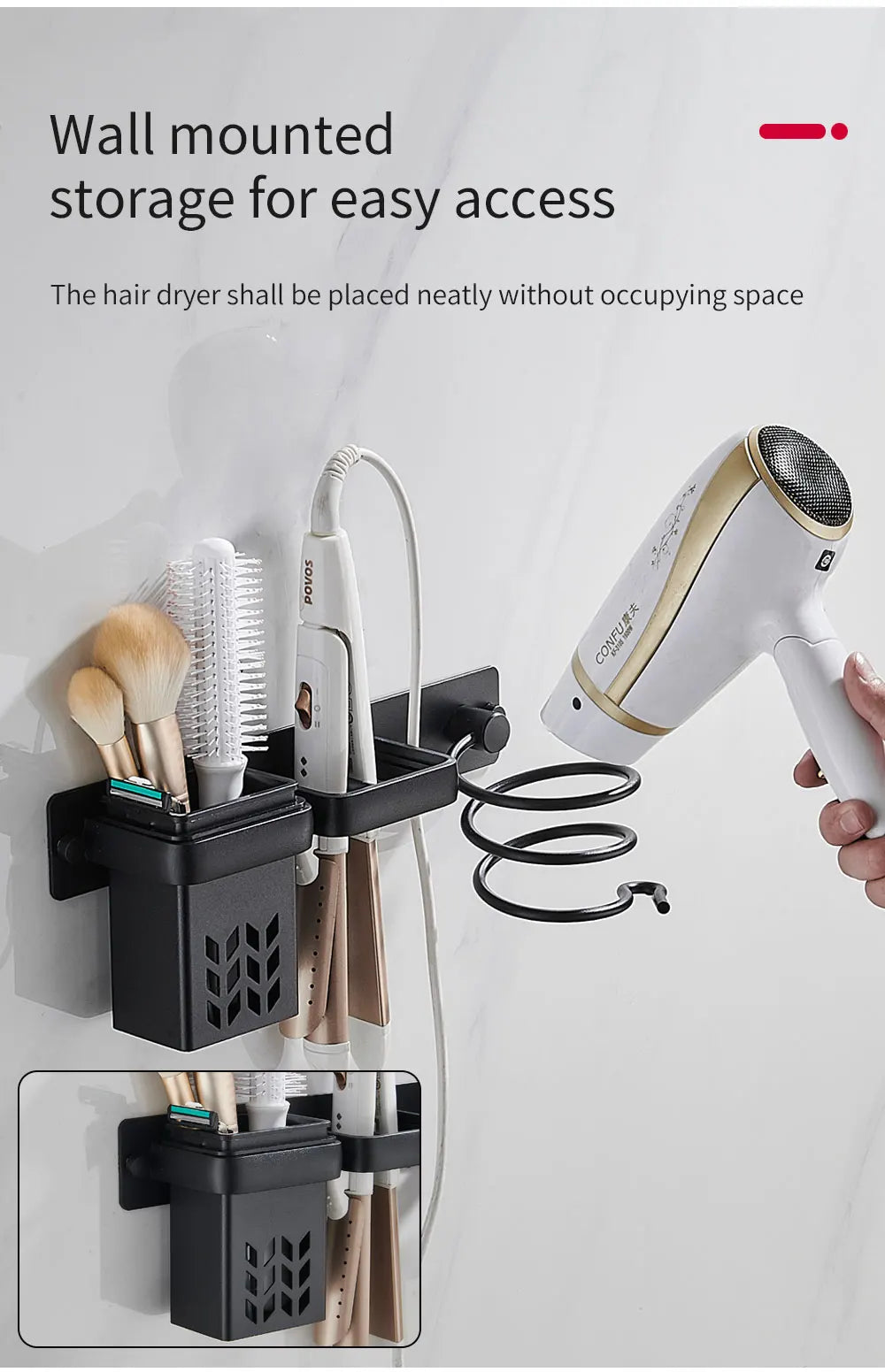 Prateleira de Canto em Alumínio para Acessórios de Banheiro FALANGSHI