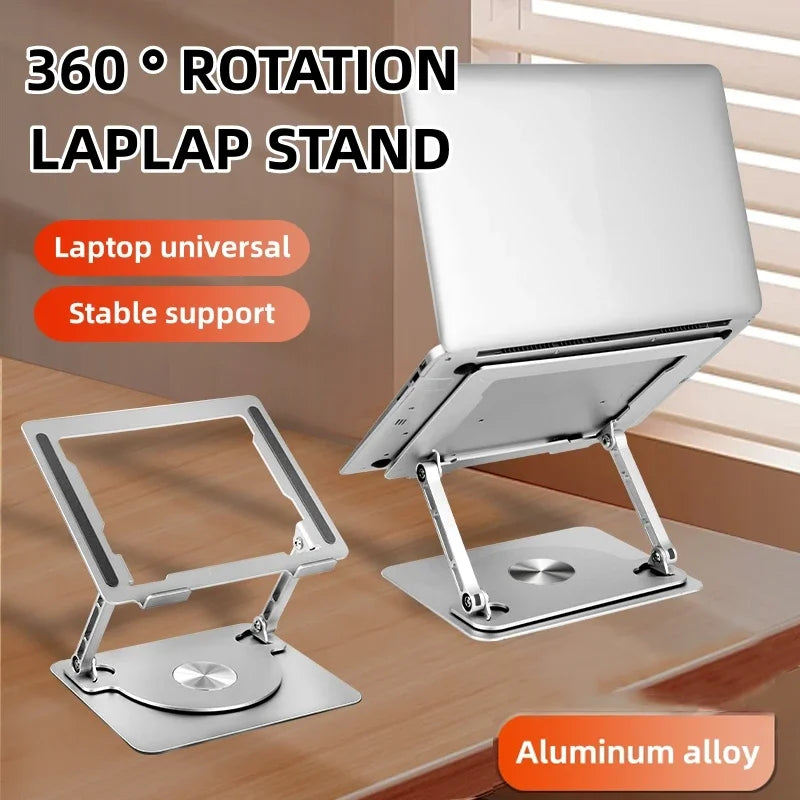 Suporte Ajustável para Notebook com Base Giratória 360° (Alumínio)