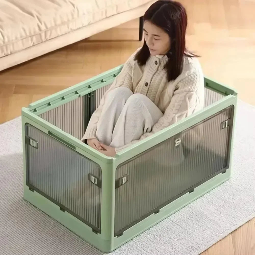 Baú Organizador Empilhável com Portas Frontais e Rodas