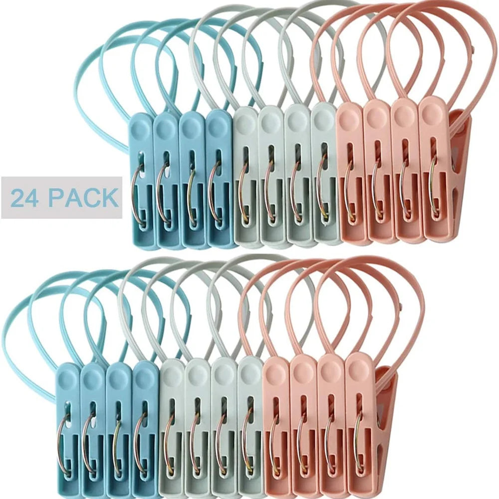 24 Mini Prendedores de Roupa Resistentes com Corda Inclusa