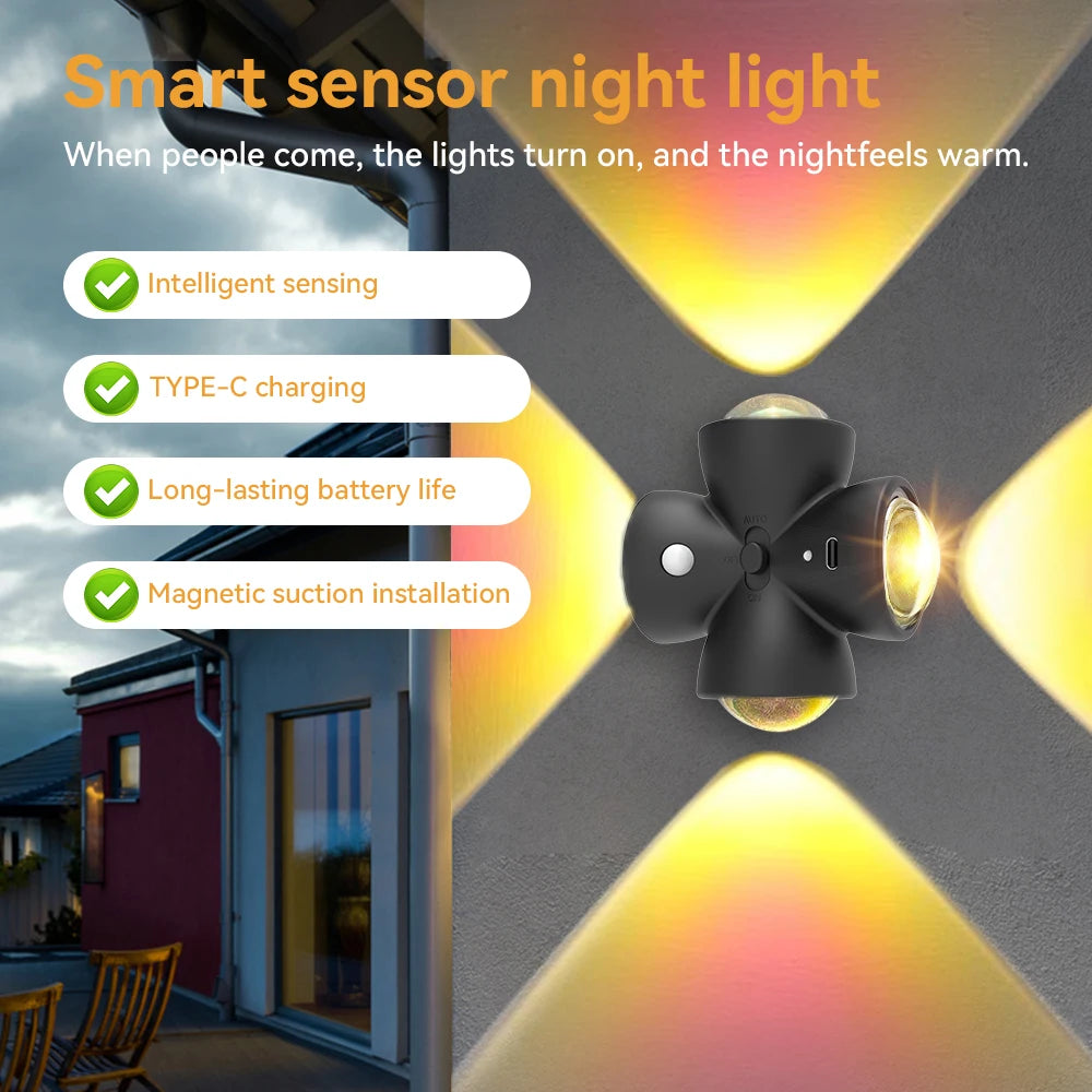 Luminária de Parede Sem Fio com Sensor de Presença (Recarregável USB)