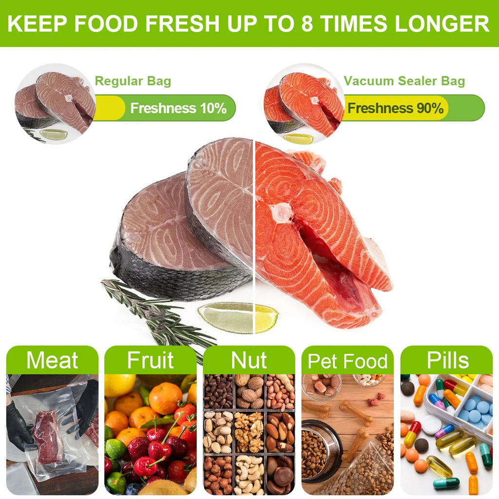 Kit 100 Sacos para Seladora a Vácuo: Armazenamento de Alimentos