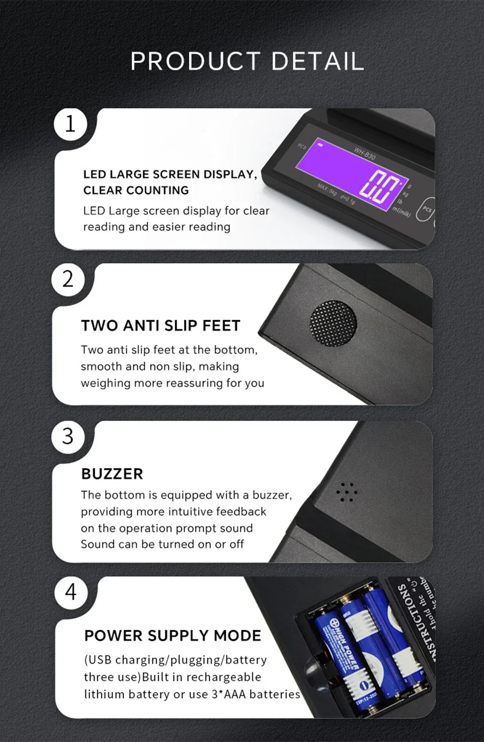 Balança Digital Recarregável Alta Precisão À Prova D'água (Inox)