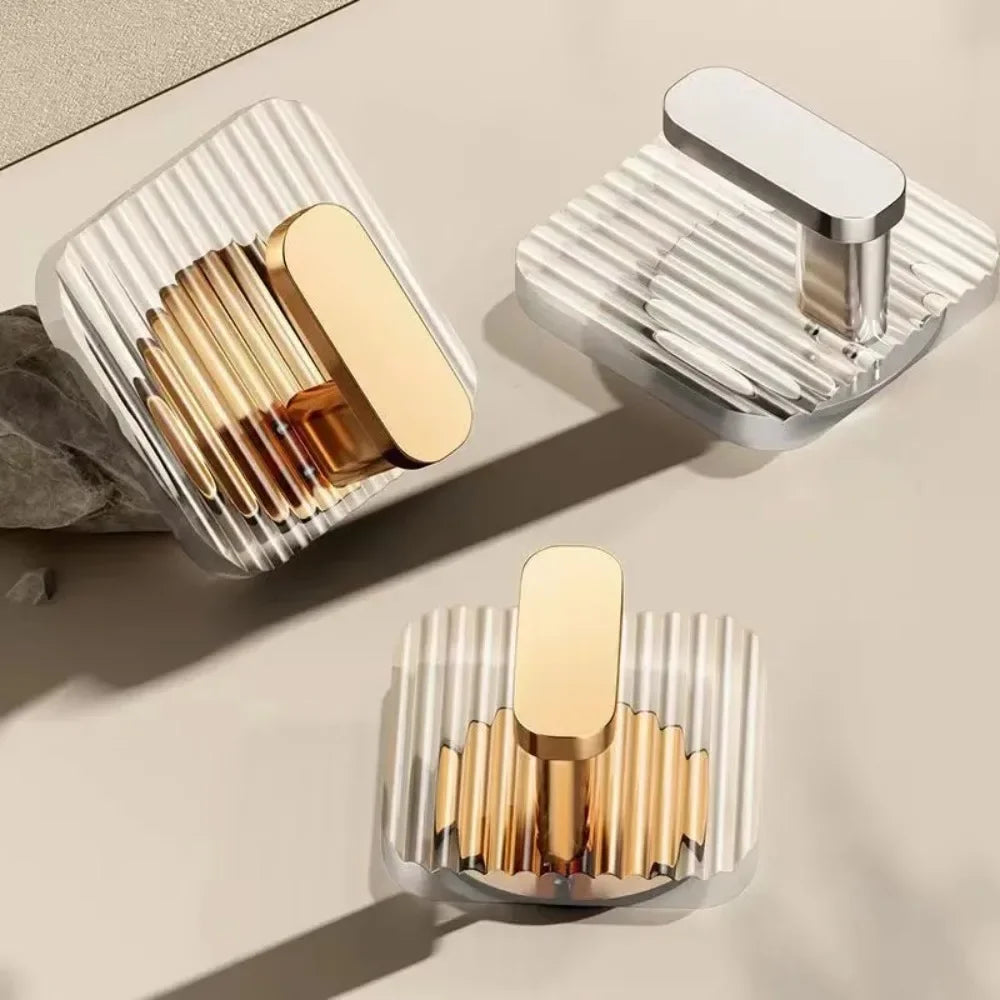 Gancho Adesivo de Luxo Dourado Quadrado Sem Furos