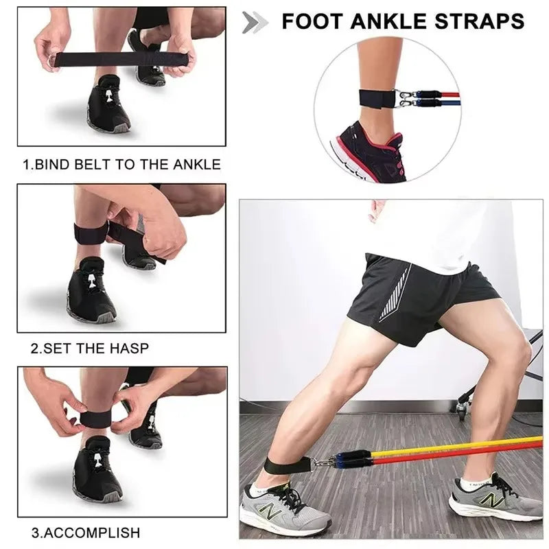 Kit Elásticos Extensores 11 Peças para Treino em Casa (Até 100LB)