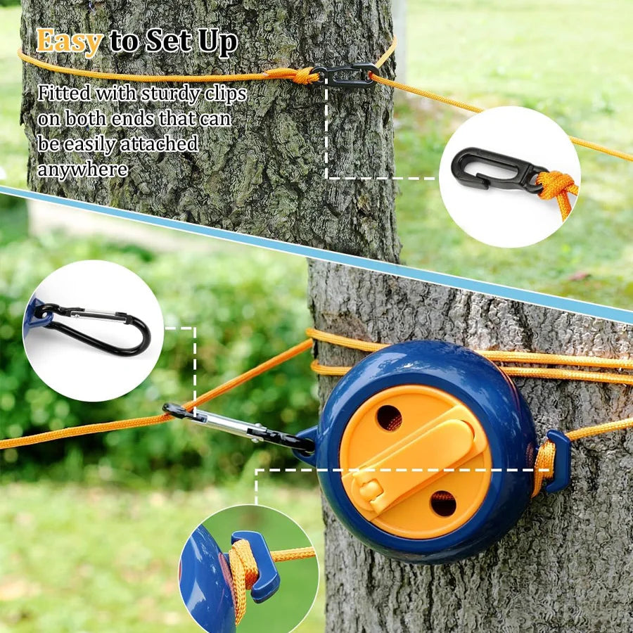 Varal Portátil Retrátil para Viagem e Camping (10 Metros)