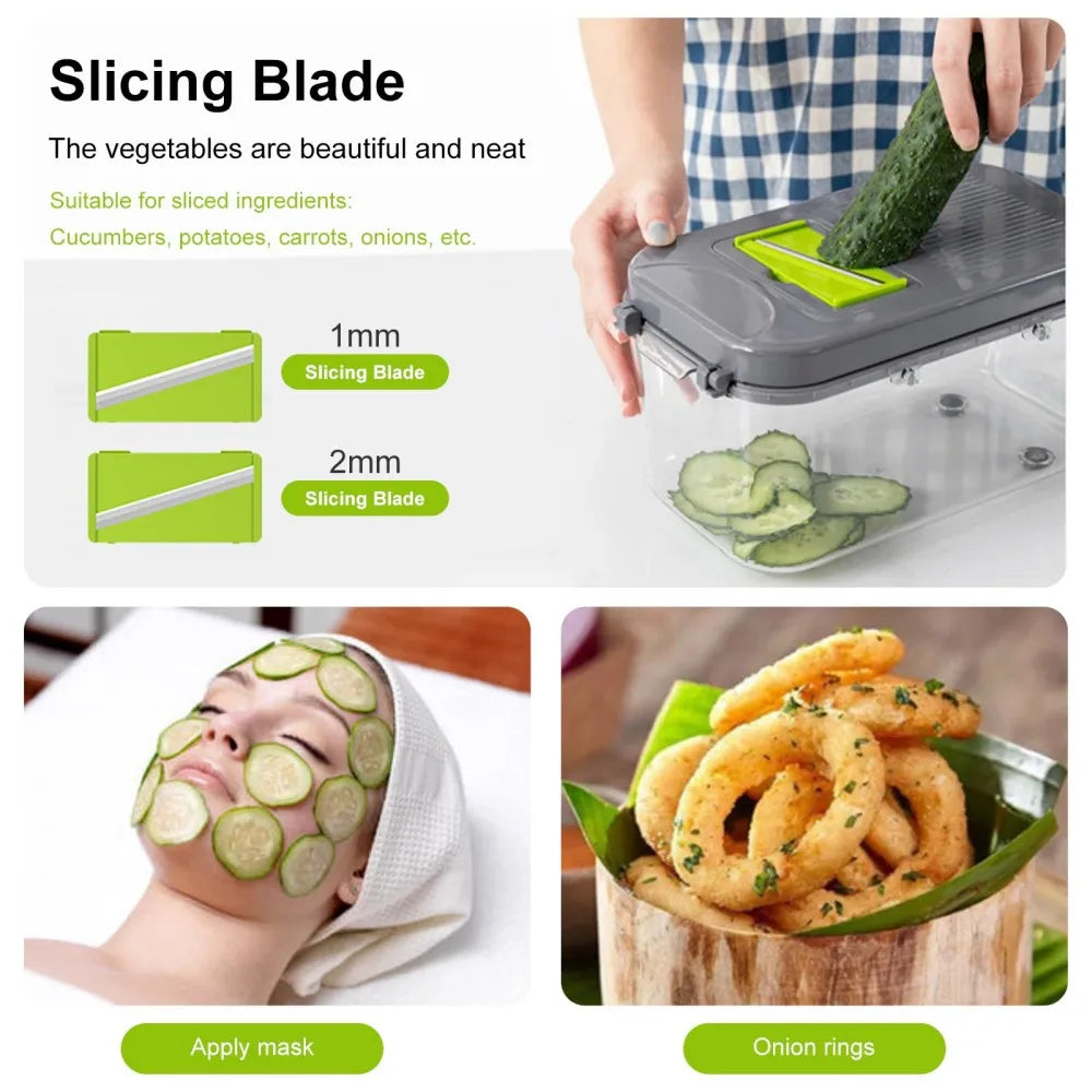 Kit Cortador de Legumes 22 em 1: 13 Lâminas de Aço Inox