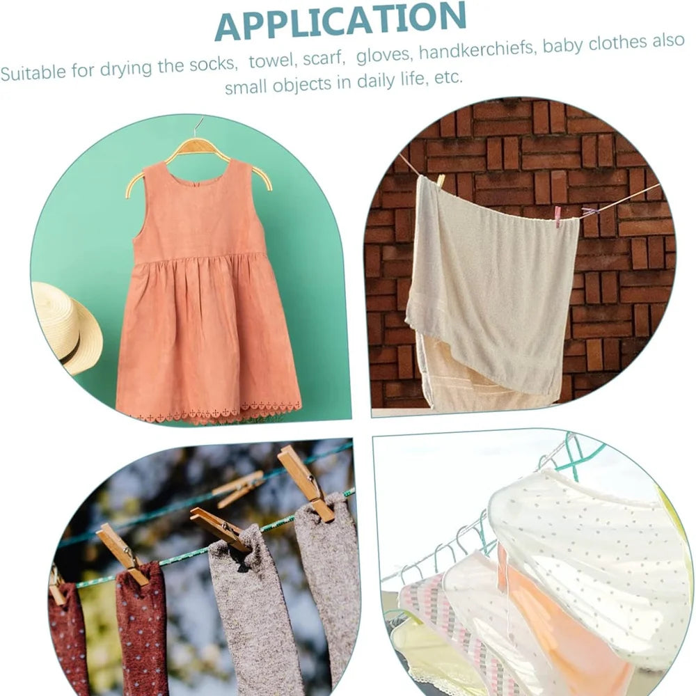 24 Mini Prendedores de Roupa Resistentes com Corda Inclusa