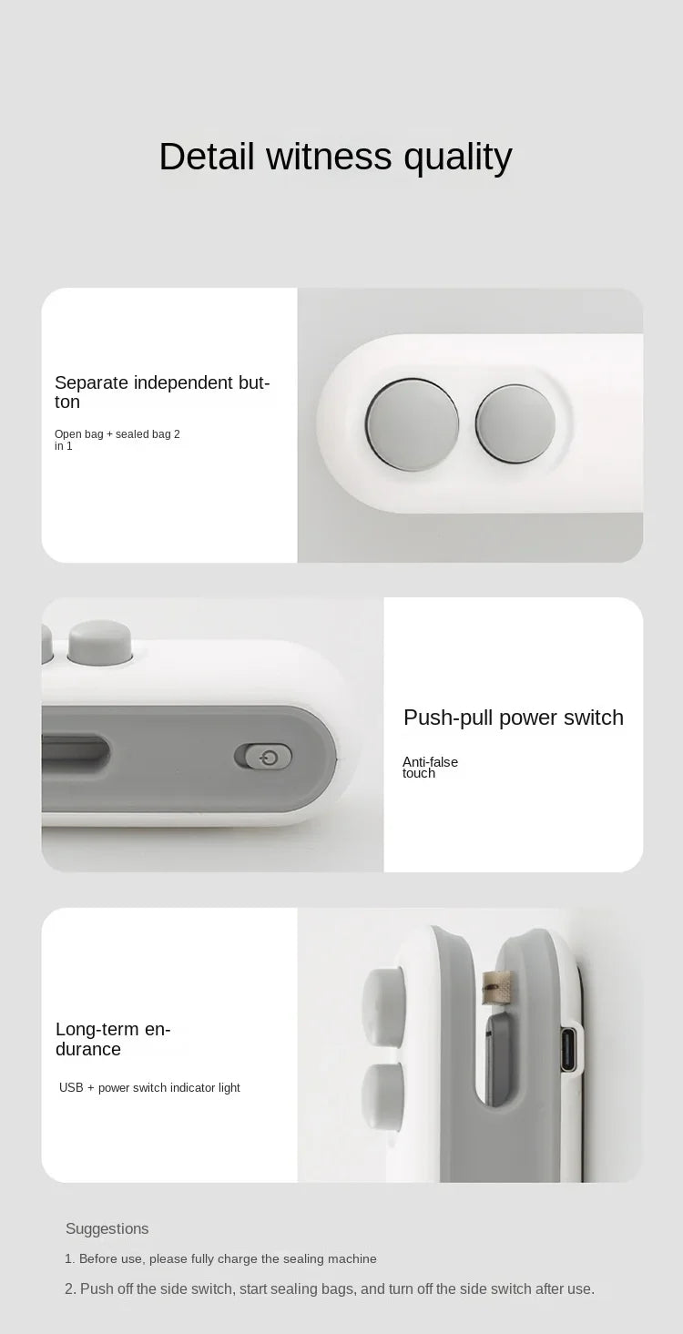 Mini Seladora Portátil Recarregável: Selador Térmico para Embalagens