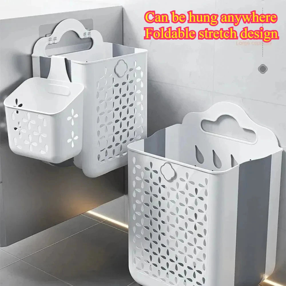 Cesto de Roupa Suja Dobrável com Fixação na Parede (Fácil Instalação)