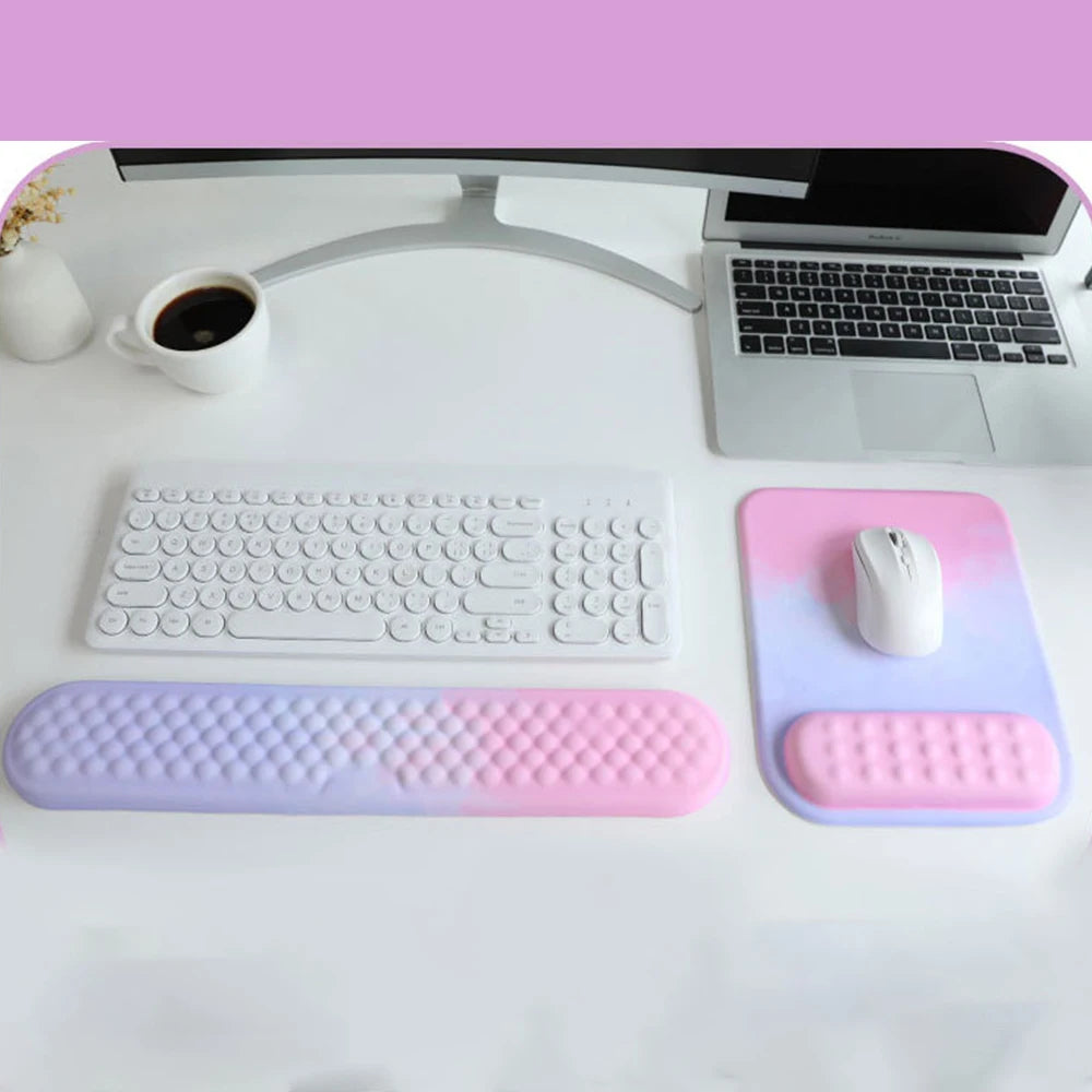 Kit Apoio de Pulso Ergonômico para Teclado e Mouse (Memory Foam)