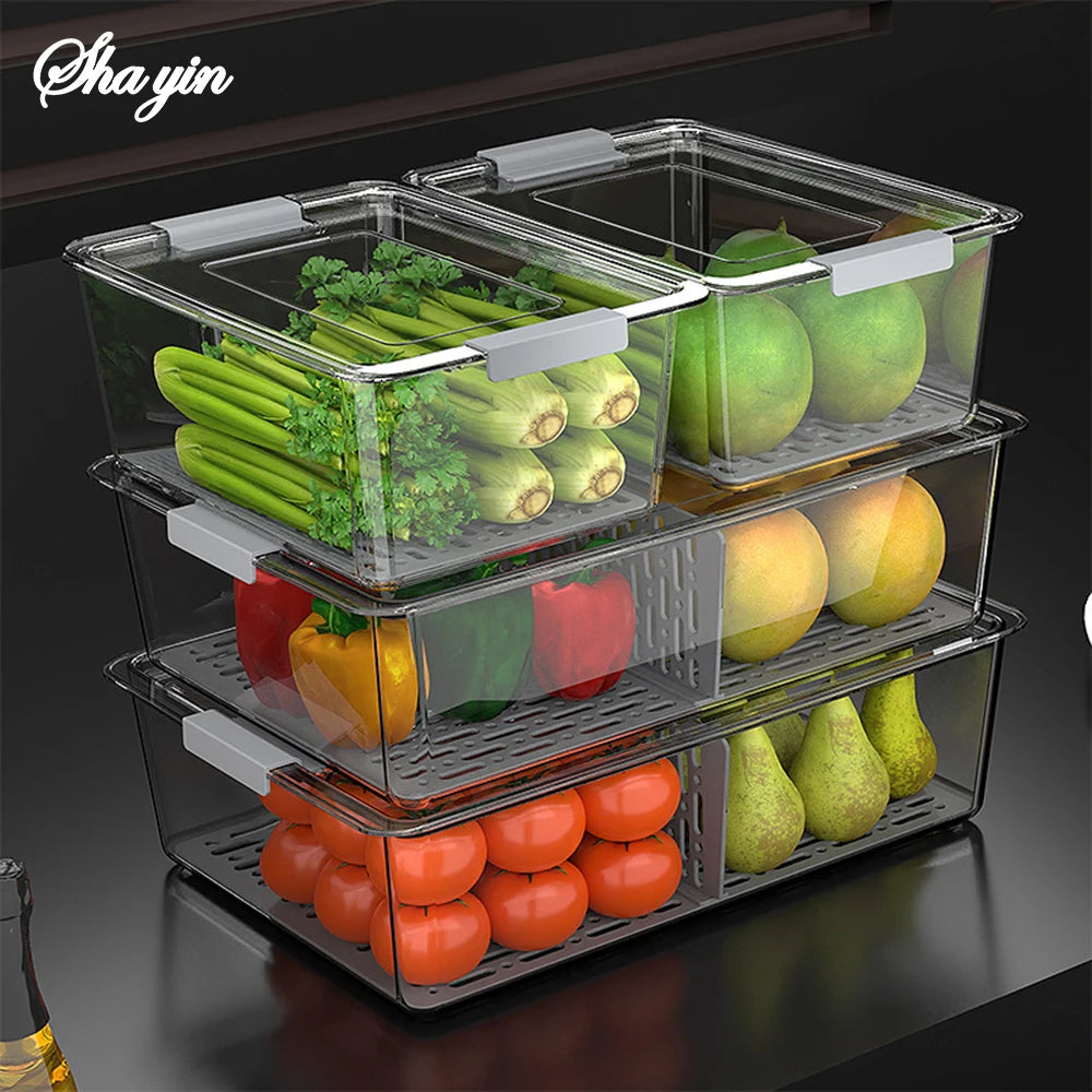 Organizador de Acrílico Transparente para Geladeira e Freezer (Empilhável)