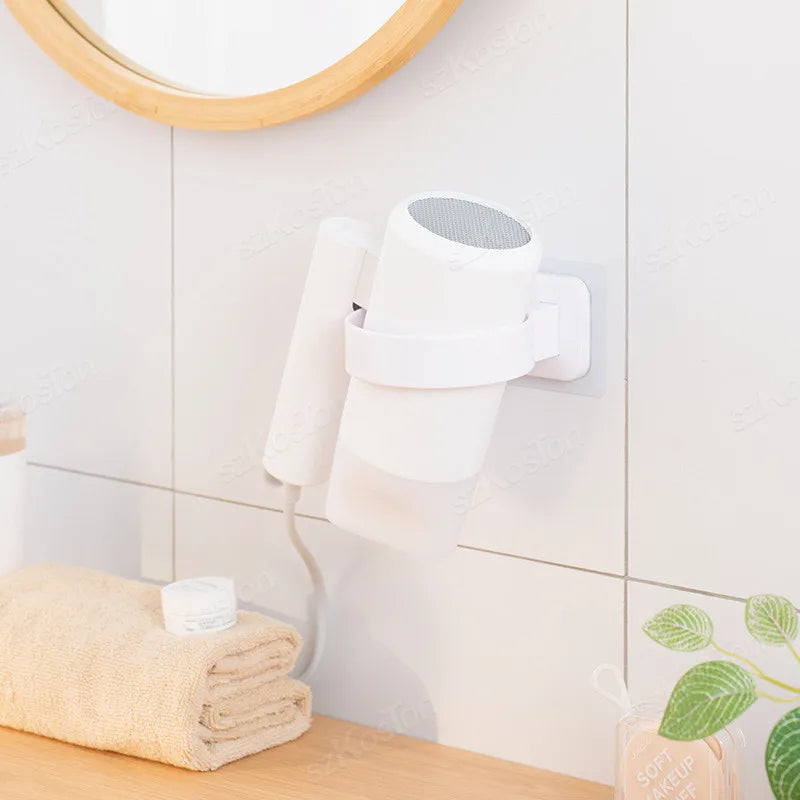Suporte Adesivo de Parede para Secador de Cabelo e Acessórios