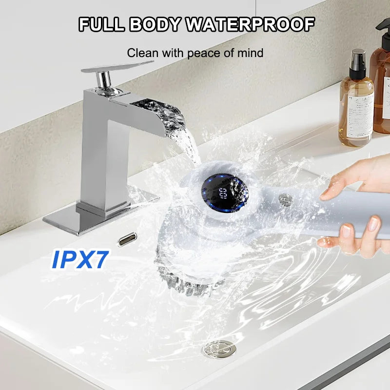 Limpador Elétrico Portátil USB com 5 Cabeças de Escova Intercambiáveis