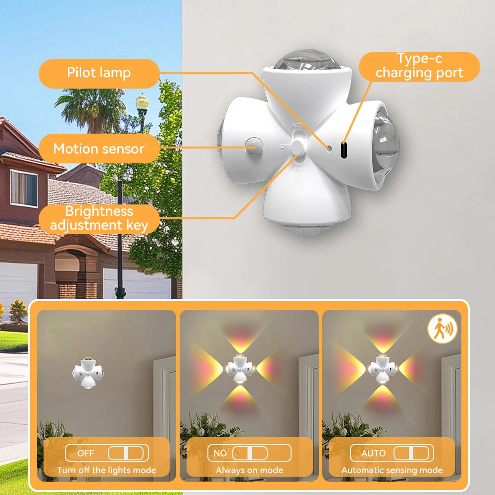 Luminária de Parede Sem Fio com Sensor de Presença (Recarregável USB)