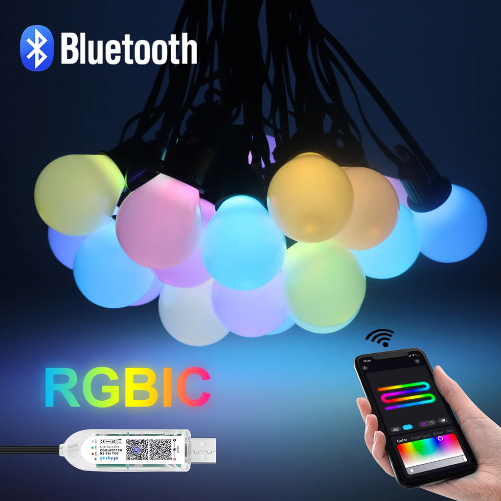 Cordão de Luzes LED Inteligente Tuya Wifi/Bluetooth 15m (25 Lâmpadas)
