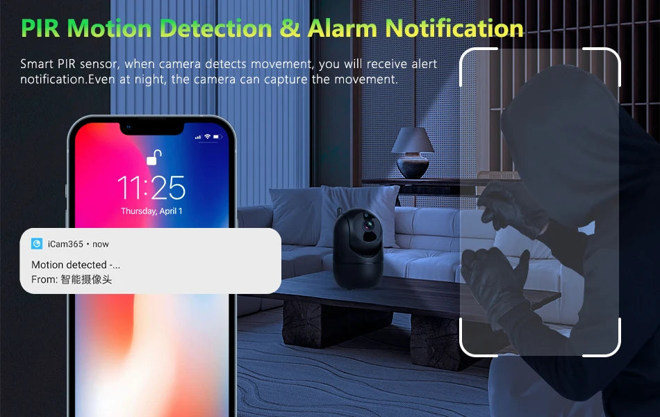 Câmera de Segurança Interna Wifi com Rastreamento Automático (2.4G e 5G)