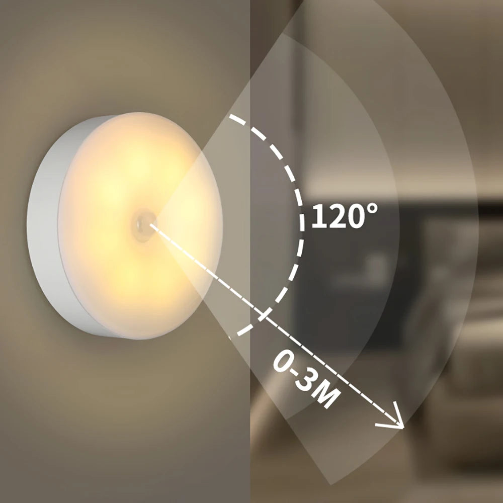 Mini Luz Noturna LED com Sensor de Movimento (Recarregável USB-C)