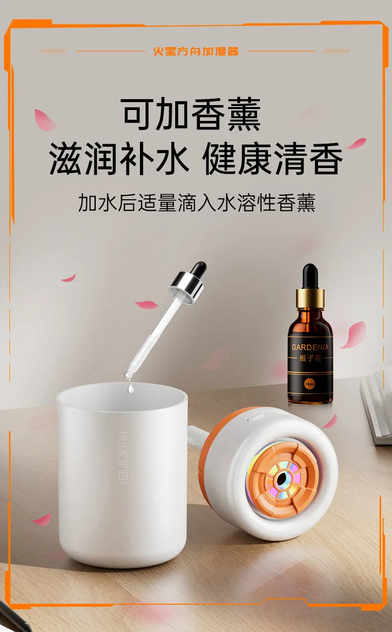 Umidificador Ultrassônico Portátil USB para Casa e Carro (Luz LED)