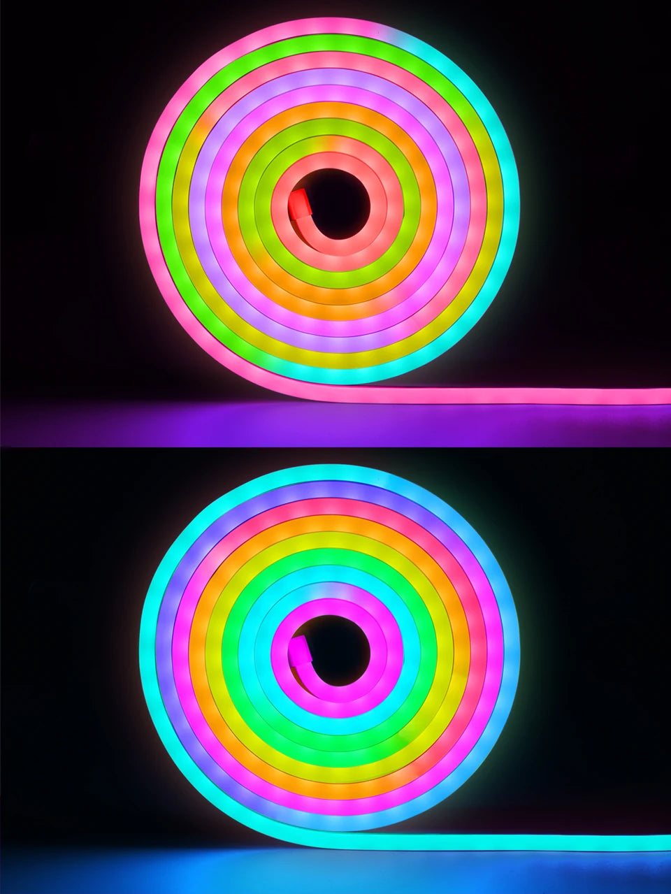 Fita LED Neon RGBIC Inteligente Flexível com Controle via App (USB)