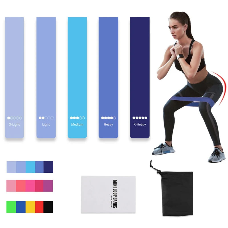 Kit 5 Faixas Elásticas Mini Band TPE para Treino Funcional e Yoga