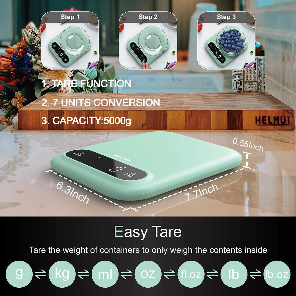 Balança Digital de Cozinha 5kg: Precisão de 1g com Display LED