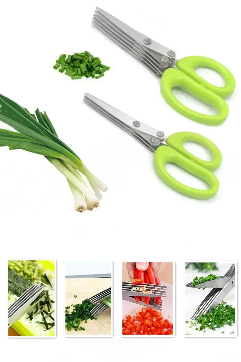 Kit 5 Tesouras Culinárias Multilâminas: Para Temperos e Ervas