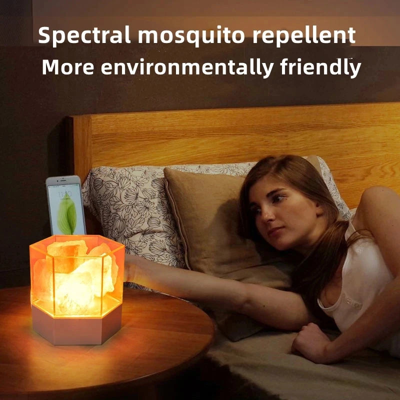 Luminária de Sal Rosa do Himalaia com Base USB (Luz Quente)