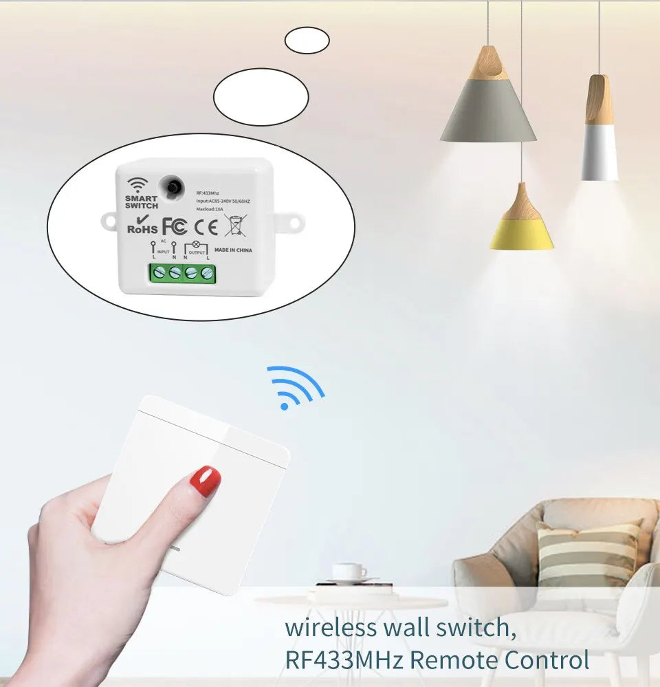 Kit Interruptor RF 433MHz: Controle Luzes e Lâmpadas à Distância