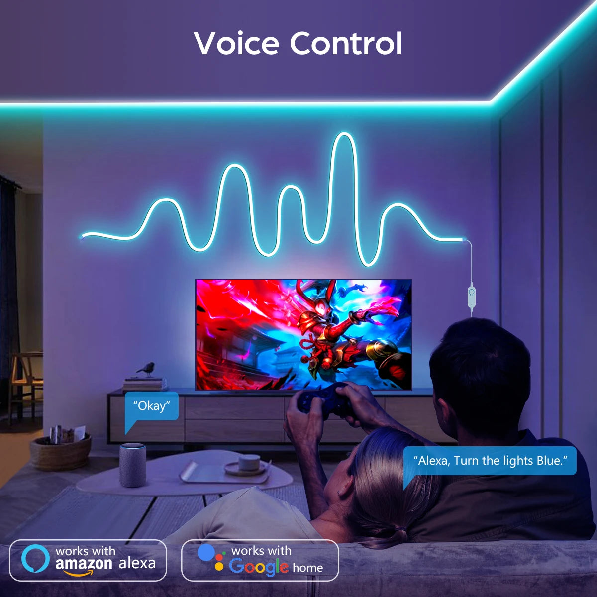 Fita LED COB RGB Wifi Inteligente Tuya/Smart Life (5V USB)