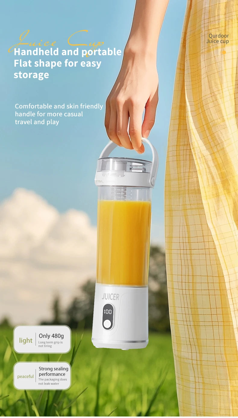Copo Liquidificador Portátil 600ml: Bateria 2400mAh e 12 Lâminas