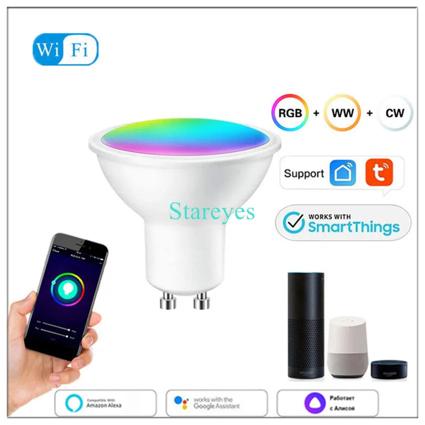 Lâmpada LED Inteligente Wifi/Zigbee RGB + CCT (E27, E14 ou GU10)