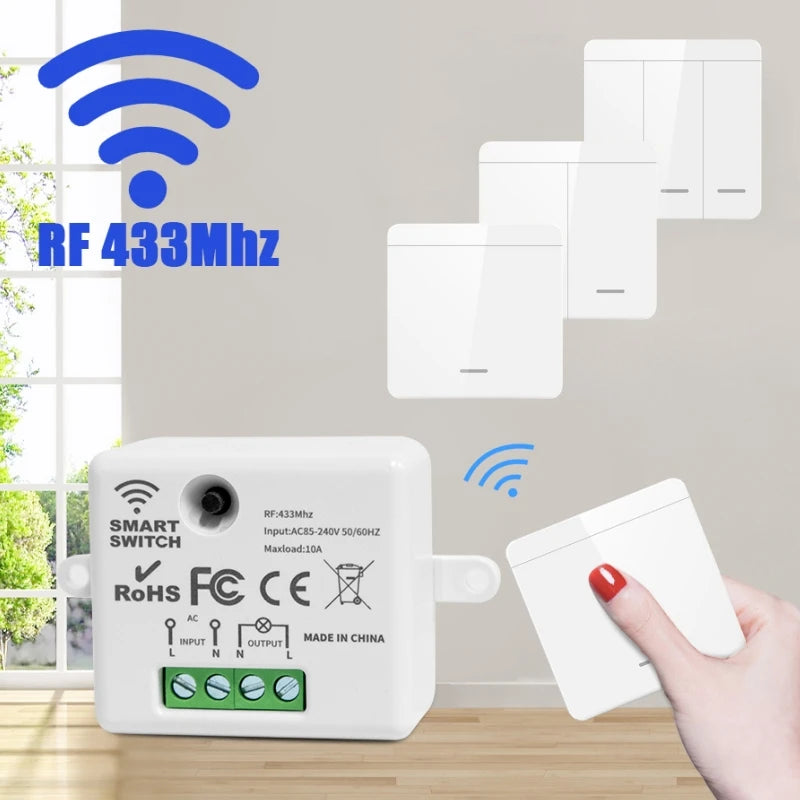 Kit Interruptor RF 433MHz: Controle Luzes e Lâmpadas à Distância