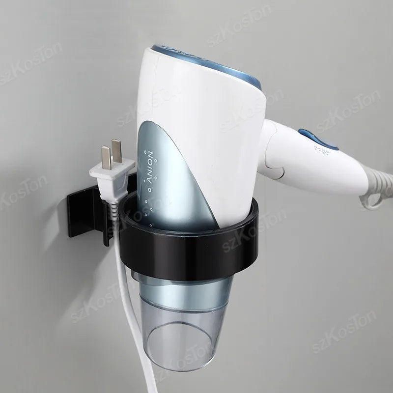 Suporte Adesivo de Parede para Secador de Cabelo e Acessórios