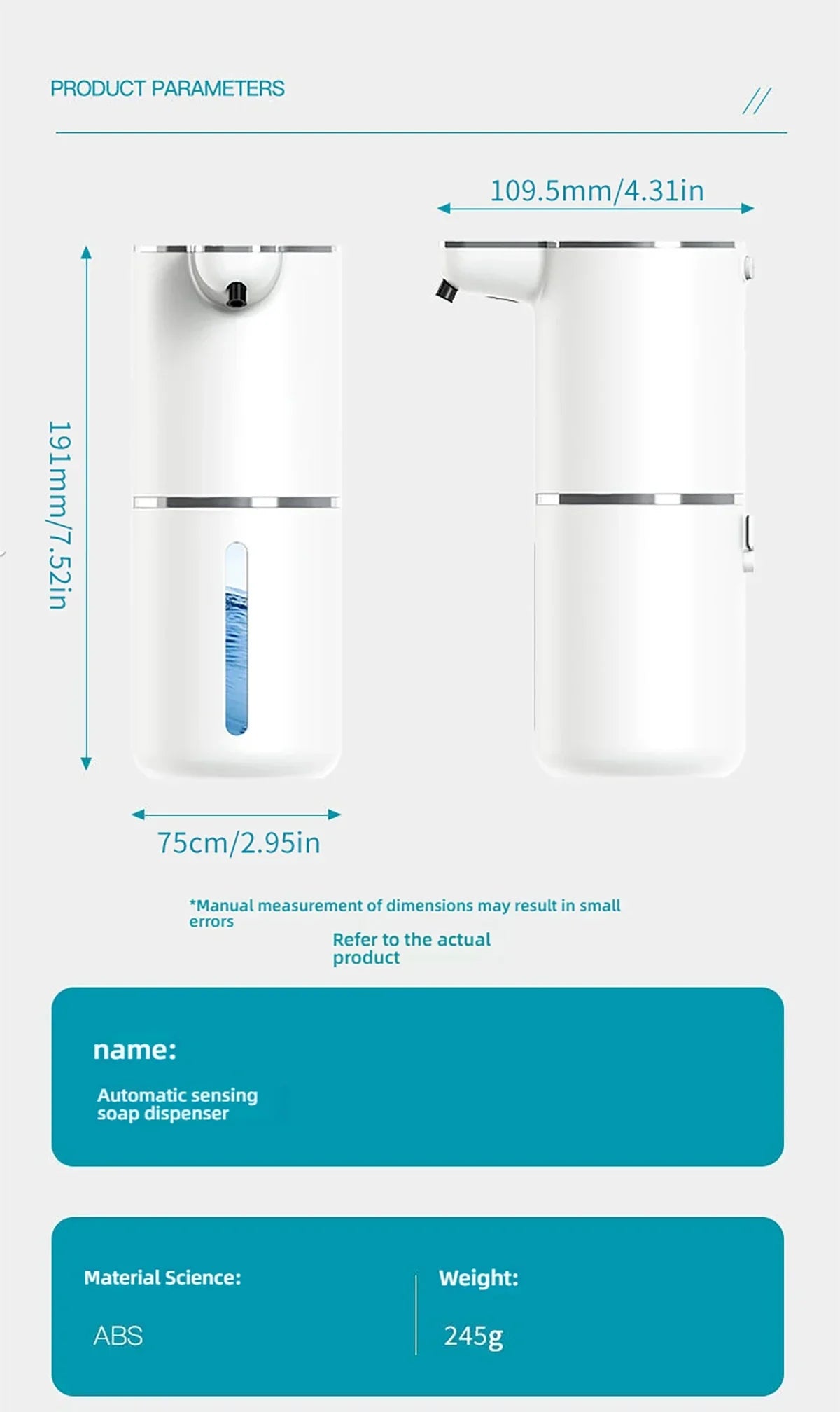 Saboneteira de Espuma ou Líquido com Sensor e Volume de Saída Ajustável