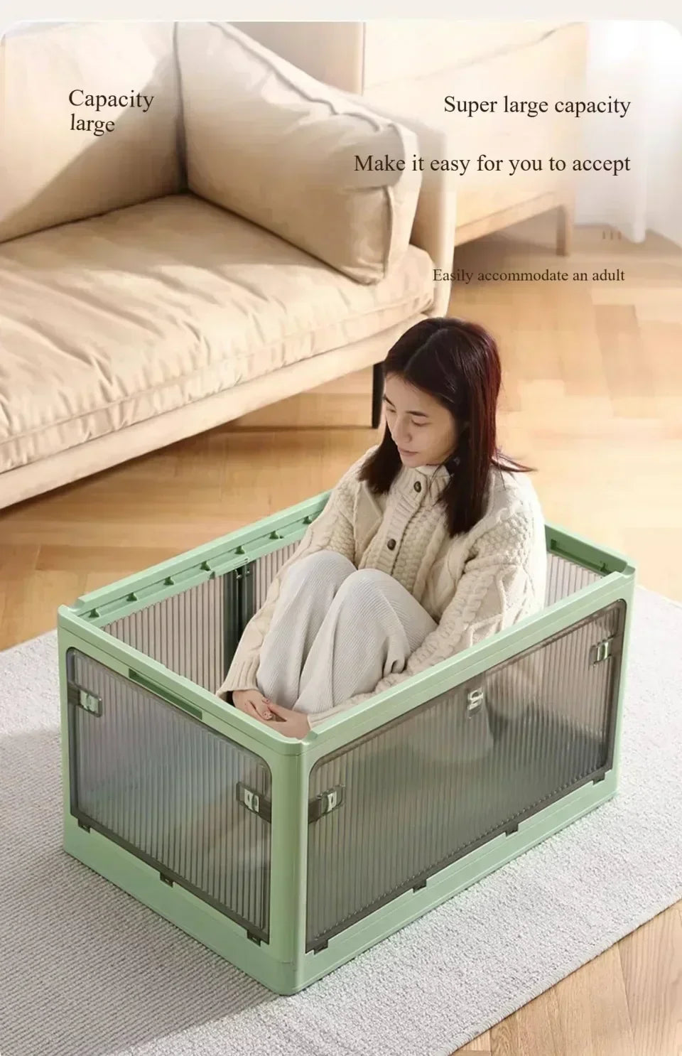 Baú Organizador Empilhável com Portas Frontais e Rodas