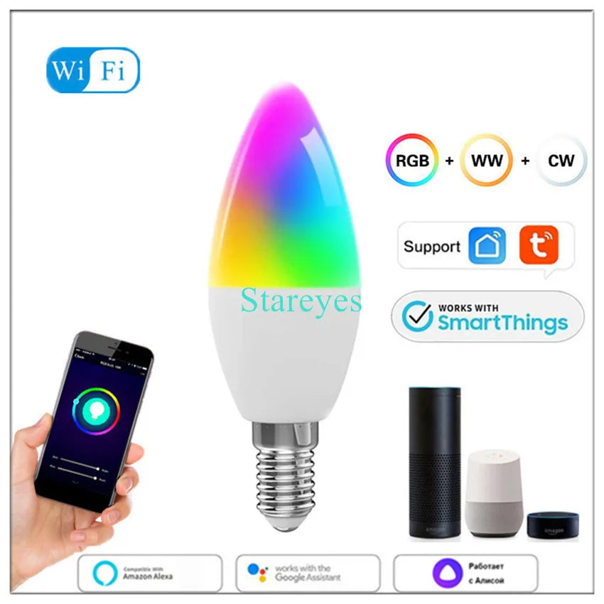 Lâmpada LED Inteligente Wifi/Zigbee RGB + CCT (E27, E14 ou GU10)