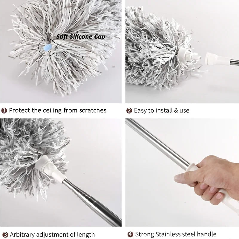 Limpador de Microfibra com Haste Ajustável para Limpeza de Teto
