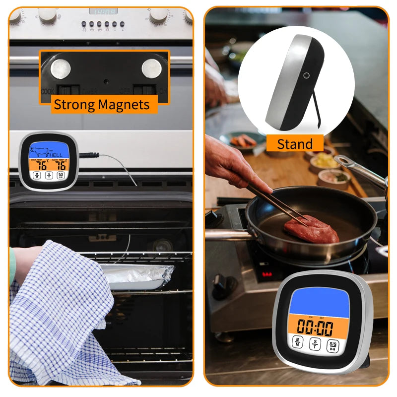 Termômetro Digital Culinário: Sonda para Carnes com Tela Touchscreen