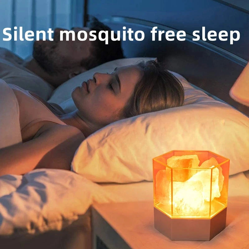 Luminária de Sal Rosa do Himalaia com Base USB (Luz Quente)