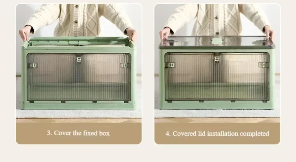 Baú Organizador Empilhável com Portas Frontais e Rodas