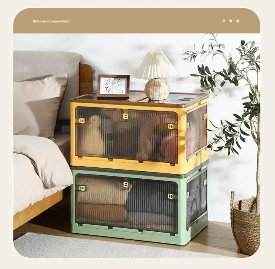 Baú Organizador Empilhável com Portas Frontais e Rodas