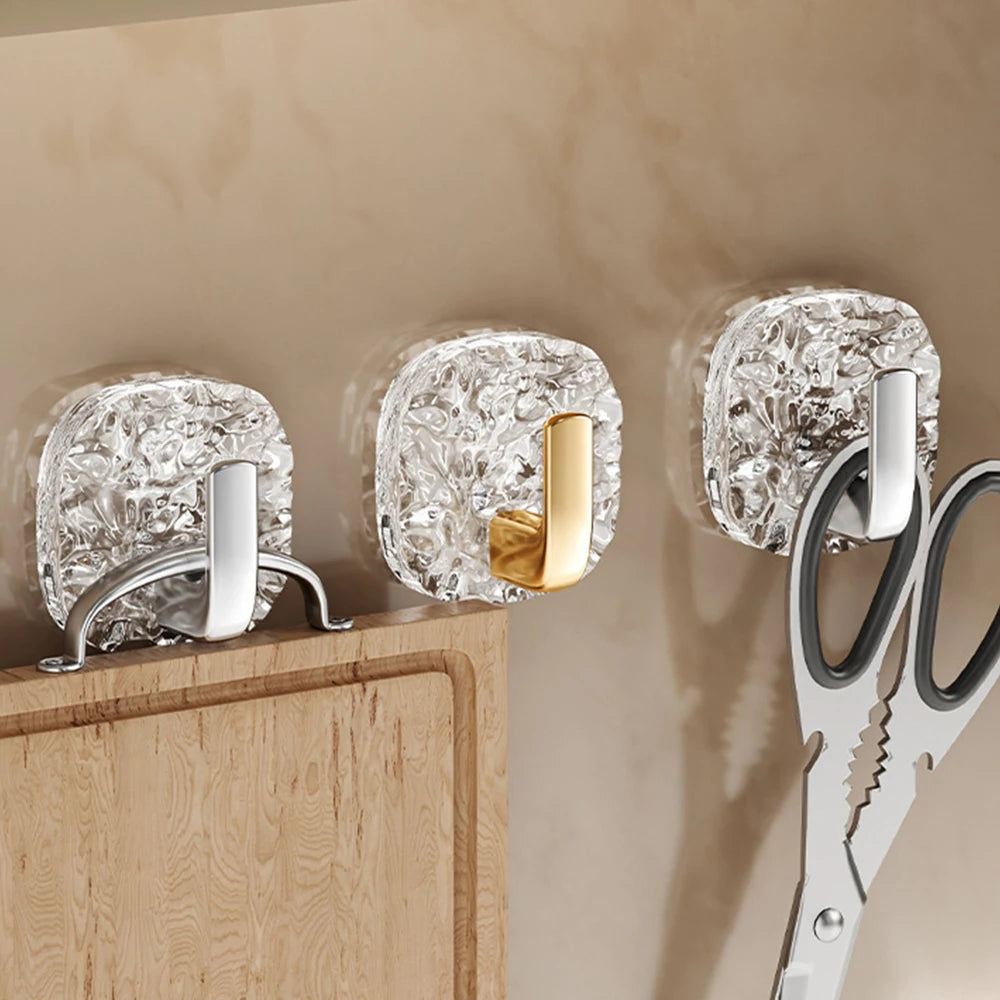 Kit com 4 Ganchos Adesivos Transparentes de Alta Fixação