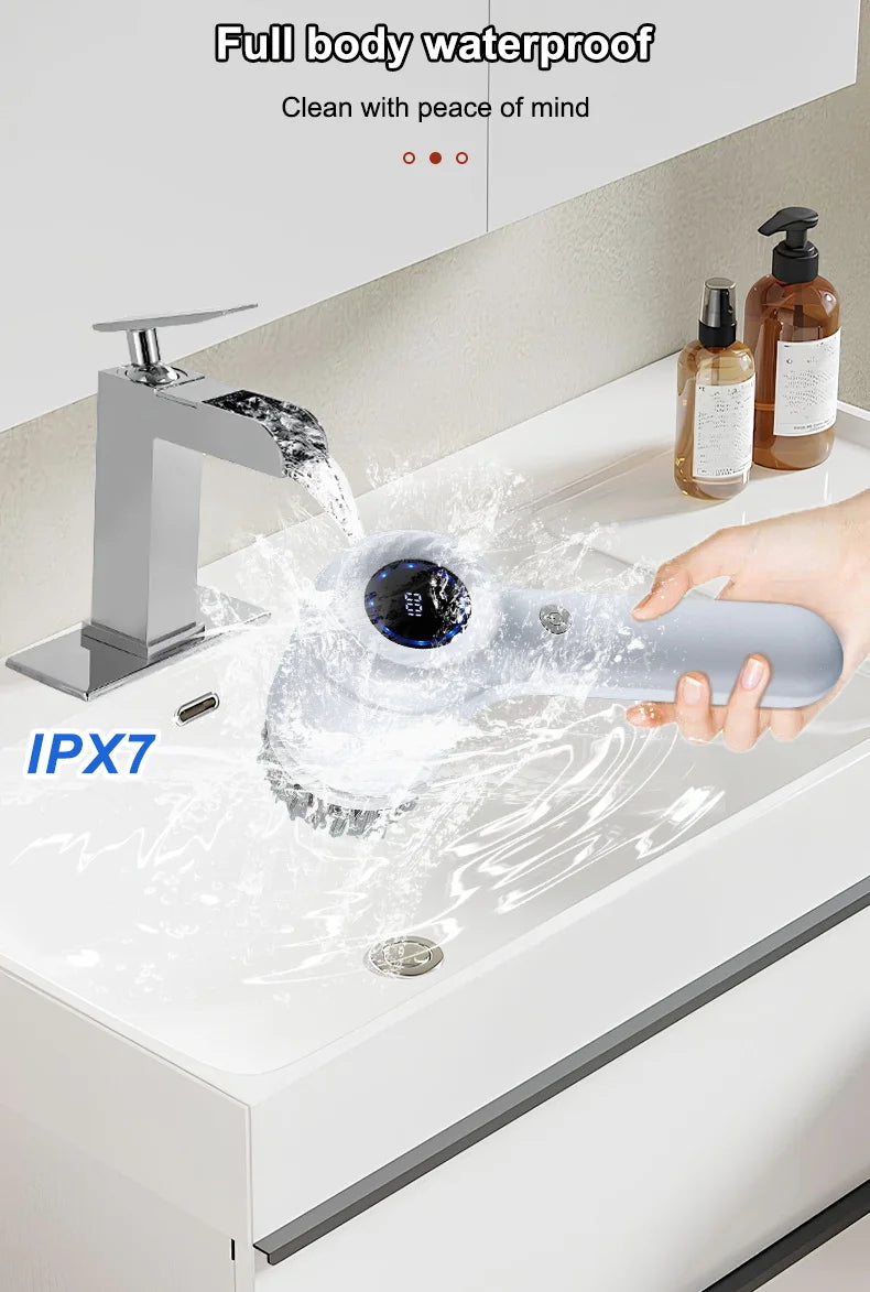 Limpador Elétrico Portátil USB com 5 Cabeças de Escova Intercambiáveis