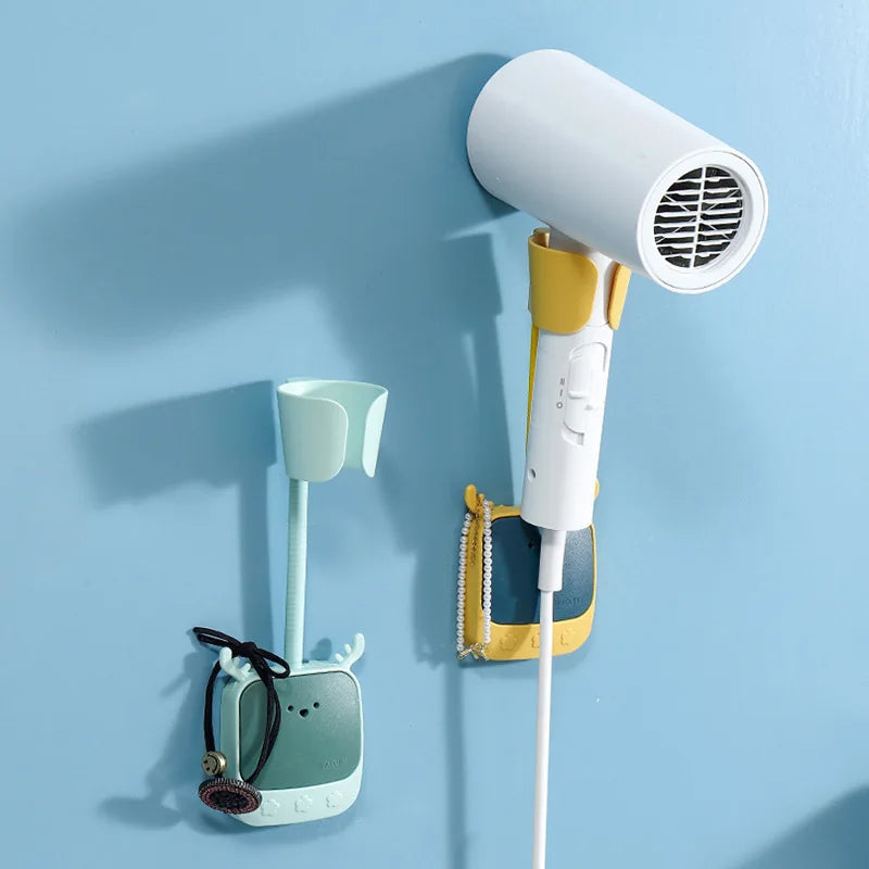 Suporte de Parede Ajustável 180° para Secador de Cabelo (Adesivo)